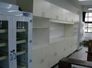 實驗室後方藥品櫃及置物櫃